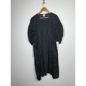 Spirit House Polka Dot Midi Dress Small Lagenlook Crinkle Cotton